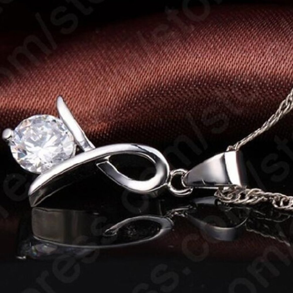 π Infinity 925 Sterling Silver Earrings And Necklace Set Bundle - Picture 5 of 7